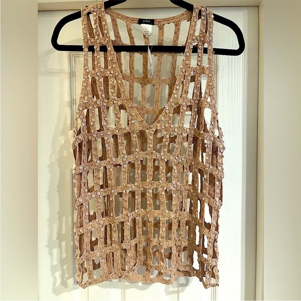 J.Crew Collection crochet vest tank top shirt with sequins size large
